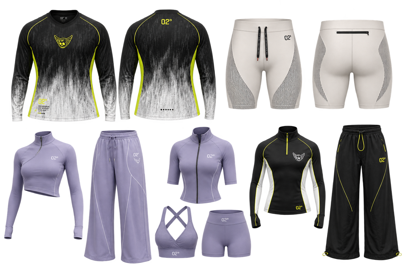 FIRST DEGREE collection study featuring Velocity, Rhythm, W1, and Studio Uniform garments